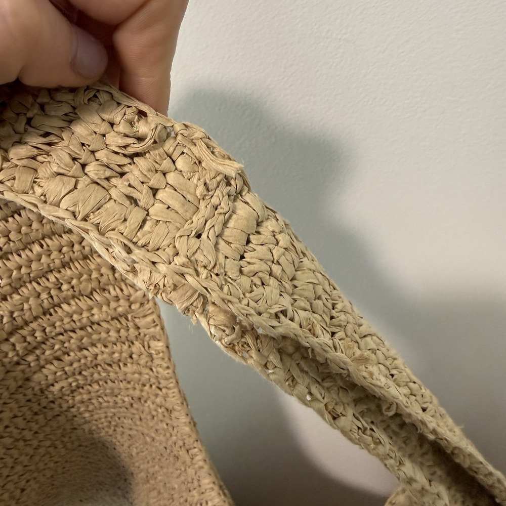 J. Crew NWT Large Handknotted Natural Straw Tote - Picture 3 of 9